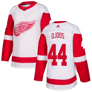 Authentic Adidas Youth Christian Djoos Detroit Red Wings Jersey - White