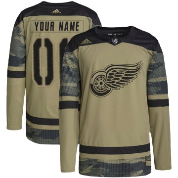 Authentic Adidas Youth Custom Detroit Red Wings Custom Military Appreciation Practice Jersey - Camo