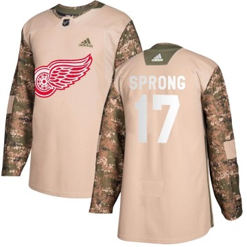 Authentic Adidas Youth Daniel Sprong Detroit Red Wings Veterans Day Practice Jersey - Camo