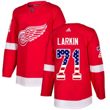 Authentic Adidas Youth Dylan Larkin Detroit Red Wings USA Flag Fashion Jersey - Red