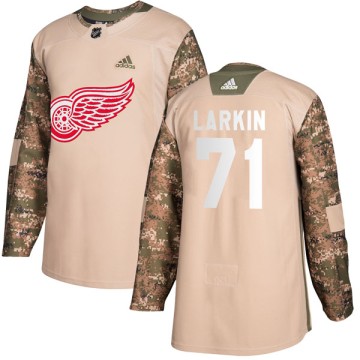 Authentic Adidas Youth Dylan Larkin Detroit Red Wings Veterans Day Practice Jersey - Camo