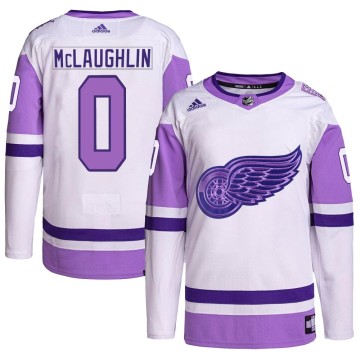 Authentic Adidas Youth Dylan McLaughlin Detroit Red Wings Hockey Fights Cancer Primegreen Jersey - White/Purple