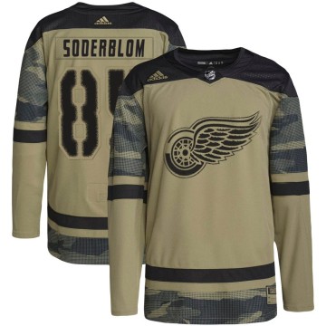 Authentic Adidas Youth Elmer Soderblom Detroit Red Wings Military Appreciation Practice Jersey - Camo