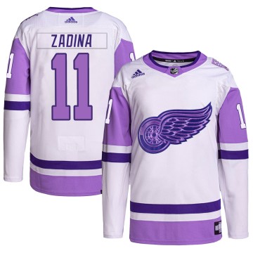 Authentic Adidas Youth Filip Zadina Detroit Red Wings Hockey Fights Cancer Primegreen Jersey - White/Purple