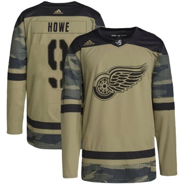 Authentic Adidas Youth Gordie Howe Detroit Red Wings Military Appreciation Practice Jersey - Camo