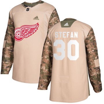 Authentic Adidas Youth Greg Stefan Detroit Red Wings Veterans Day Practice Jersey - Camo