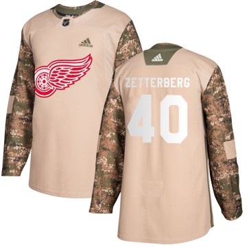 Authentic Adidas Youth Henrik Zetterberg Detroit Red Wings Veterans Day Practice Jersey - Camo
