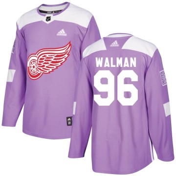 Authentic Adidas Youth Jake Walman Detroit Red Wings Hockey Fights Cancer Practice Jersey - Purple