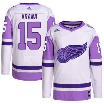 Authentic Adidas Youth Jakub Vrana Detroit Red Wings Hockey Fights Cancer Primegreen Jersey - White/Purple
