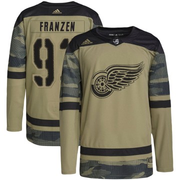 Authentic Adidas Youth Johan Franzen Detroit Red Wings Military Appreciation Practice Jersey - Camo