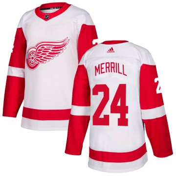 Authentic Adidas Youth Jon Merrill Detroit Red Wings Jersey - White