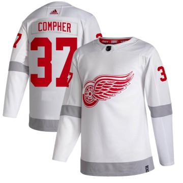 Authentic Adidas Youth J.T. Compher Detroit Red Wings 2020/21 Reverse Retro Jersey - White