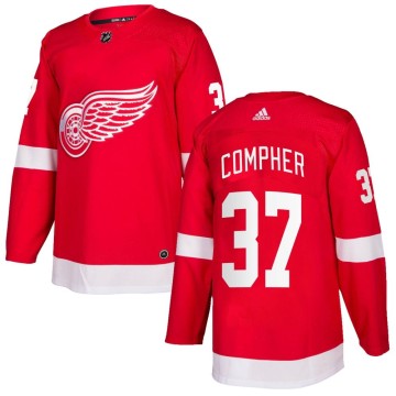 Authentic Adidas Youth J.T. Compher Detroit Red Wings Home Jersey - Red
