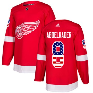 Authentic Adidas Youth Justin Abdelkader Detroit Red Wings USA Flag Fashion Jersey - Red