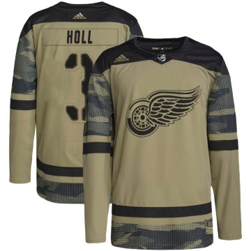 Authentic Adidas Youth Justin Holl Detroit Red Wings Military Appreciation Practice Jersey - Camo