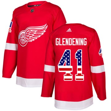 Authentic Adidas Youth Luke Glendening Detroit Red Wings USA Flag Fashion Jersey - Red