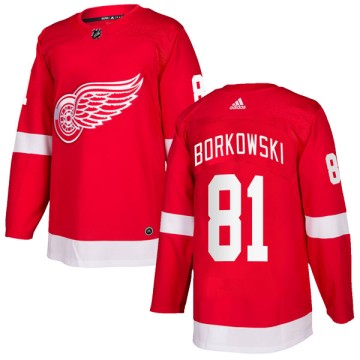 Authentic Adidas Youth Mike Borkowski Detroit Red Wings Home Jersey - Red