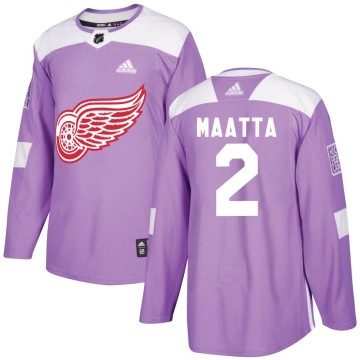 Authentic Adidas Youth Olli Maatta Detroit Red Wings Hockey Fights Cancer Practice Jersey - Purple