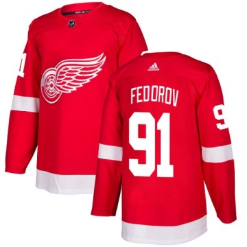 Authentic Adidas Youth Sergei Fedorov Detroit Red Wings Home Jersey - Red