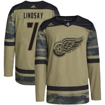 Authentic Adidas Youth Ted Lindsay Detroit Red Wings Military Appreciation Practice Jersey - Camo
