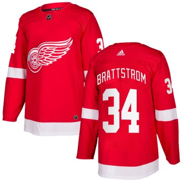 Authentic Adidas Youth Victor Brattstrom Detroit Red Wings Home Jersey - Red