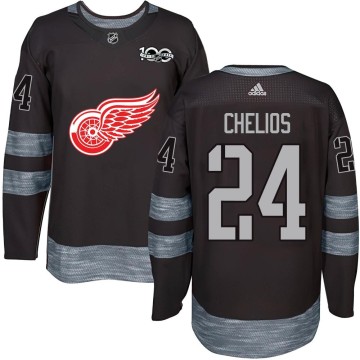 Authentic Men's Chris Chelios Detroit Red Wings 1917-2017 100th Anniversary Jersey - Black