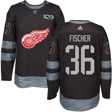 Authentic Men's Christian Fischer Detroit Red Wings 1917-2017 100th Anniversary Jersey - Black