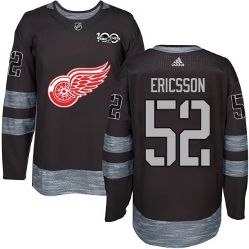 Authentic Men's Jonathan Ericsson Detroit Red Wings 1917-2017 100th Anniversary Jersey - Black