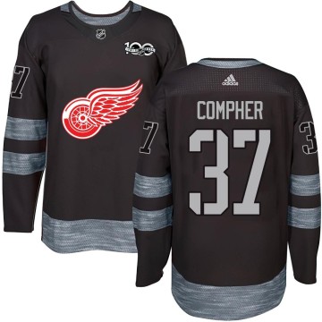 Authentic Men's J.T. Compher Detroit Red Wings 1917-2017 100th Anniversary Jersey - Black