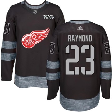 Authentic Men's Lucas Raymond Detroit Red Wings 1917-2017 100th Anniversary Jersey - Black