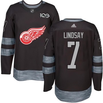 Authentic Men's Ted Lindsay Detroit Red Wings 1917-2017 100th Anniversary Jersey - Black