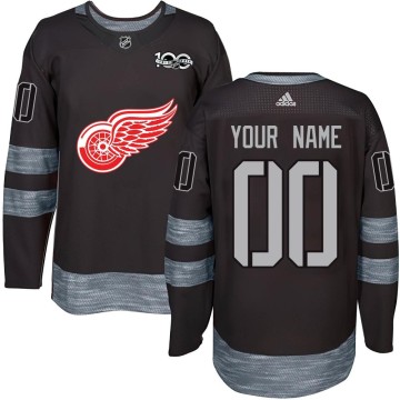 Authentic Youth Custom Detroit Red Wings Custom 1917-2017 100th Anniversary Jersey - Black