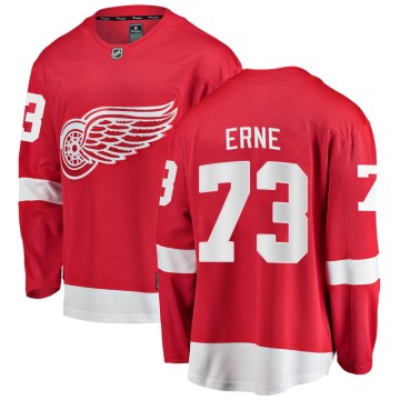 Breakaway Fanatics Branded Men's Adam Erne Detroit Red Wings Home Jersey - Red