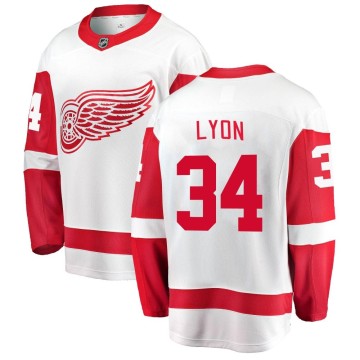 Breakaway Fanatics Branded Men's Alex Lyon Detroit Red Wings Away Jersey - White