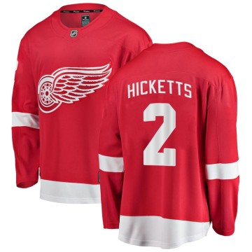 Breakaway Fanatics Branded Men's Joe Hicketts Detroit Red Wings Home Jersey - Red