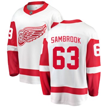 Breakaway Fanatics Branded Men's Jordan Sambrook Detroit Red Wings Away Jersey - White