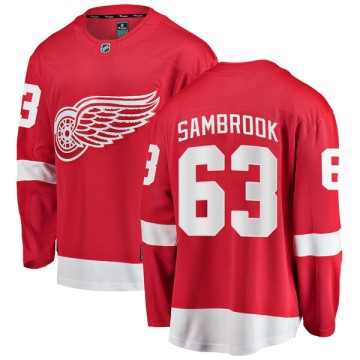 Breakaway Fanatics Branded Men's Jordan Sambrook Detroit Red Wings Home Jersey - Red