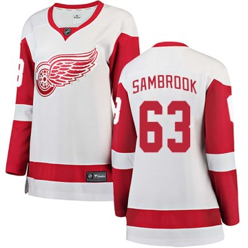 Breakaway Fanatics Branded Women's Jordan Sambrook Detroit Red Wings Away Jersey - White