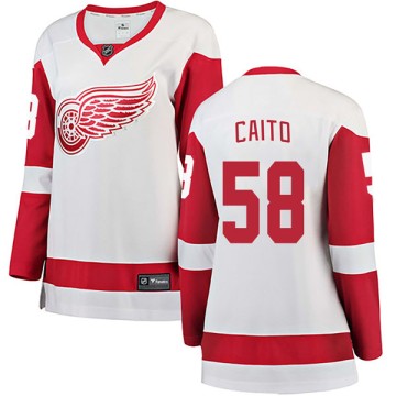 Breakaway Fanatics Branded Women's Matthew Caito Detroit Red Wings Away Jersey - White