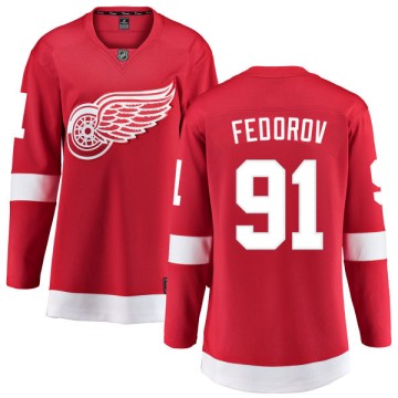 Breakaway Fanatics Branded Women's Sergei Fedorov Detroit Red Wings Home Jersey - Red